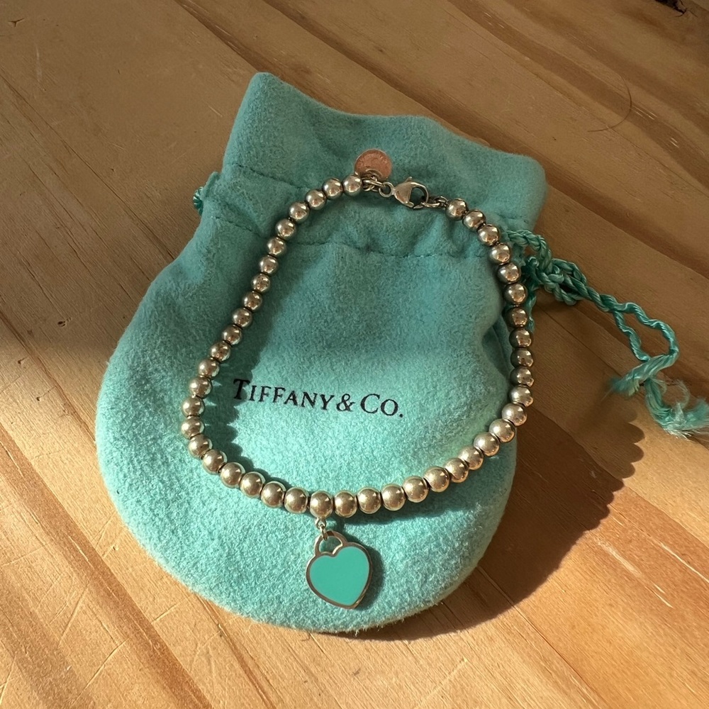 Tiffany Blue heart rate bead bracelet